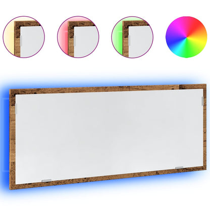 LED Bathroom Mirror Old Wood 100x8.5x37 cm Engineered Wood