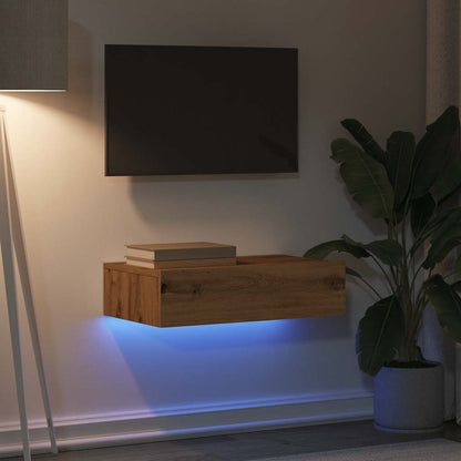 TV Cabinet with LED Lights Artisan Oak 60x35x15.5 cm