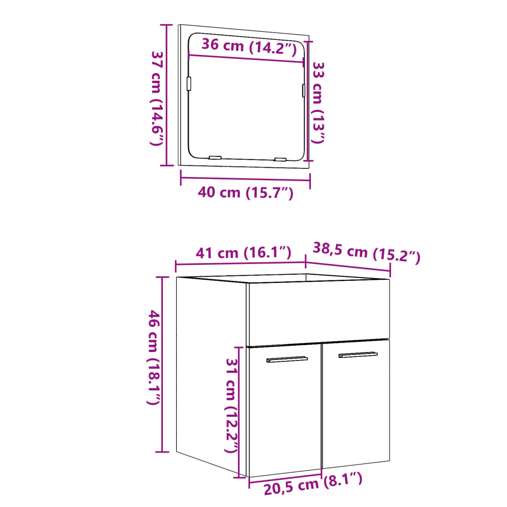 2 Piece Bathroom Furniture Set Sonoma Oak Engineered Wood