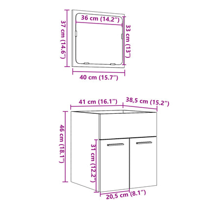 2 Piece Bathroom Furniture Set Concrete Grey Engineered Wood