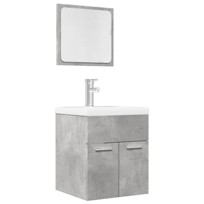 2 Piece Bathroom Furniture Set Concrete Grey Engineered Wood