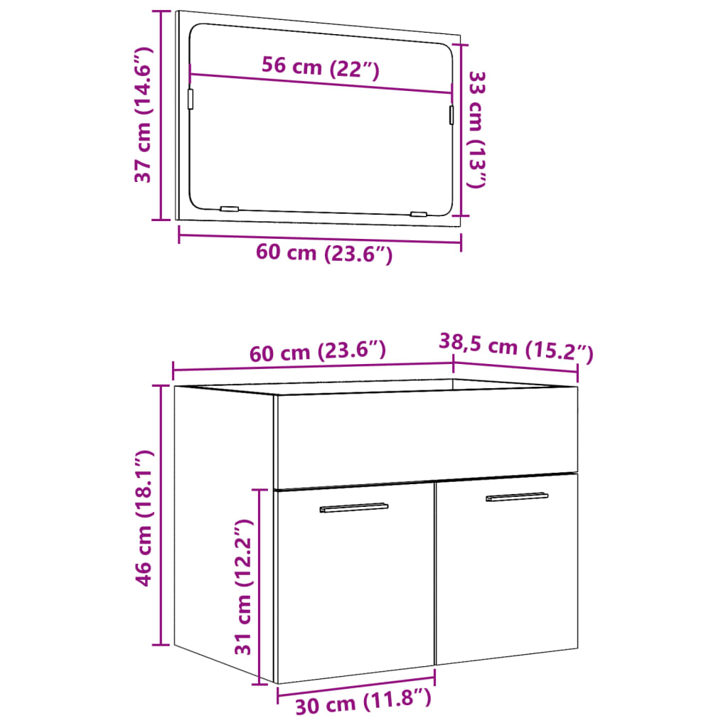 2 Piece Bathroom Furniture Set Sonoma Oak Engineered Wood