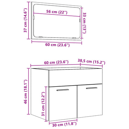 2 Piece Bathroom Furniture Set Sonoma Oak Engineered Wood