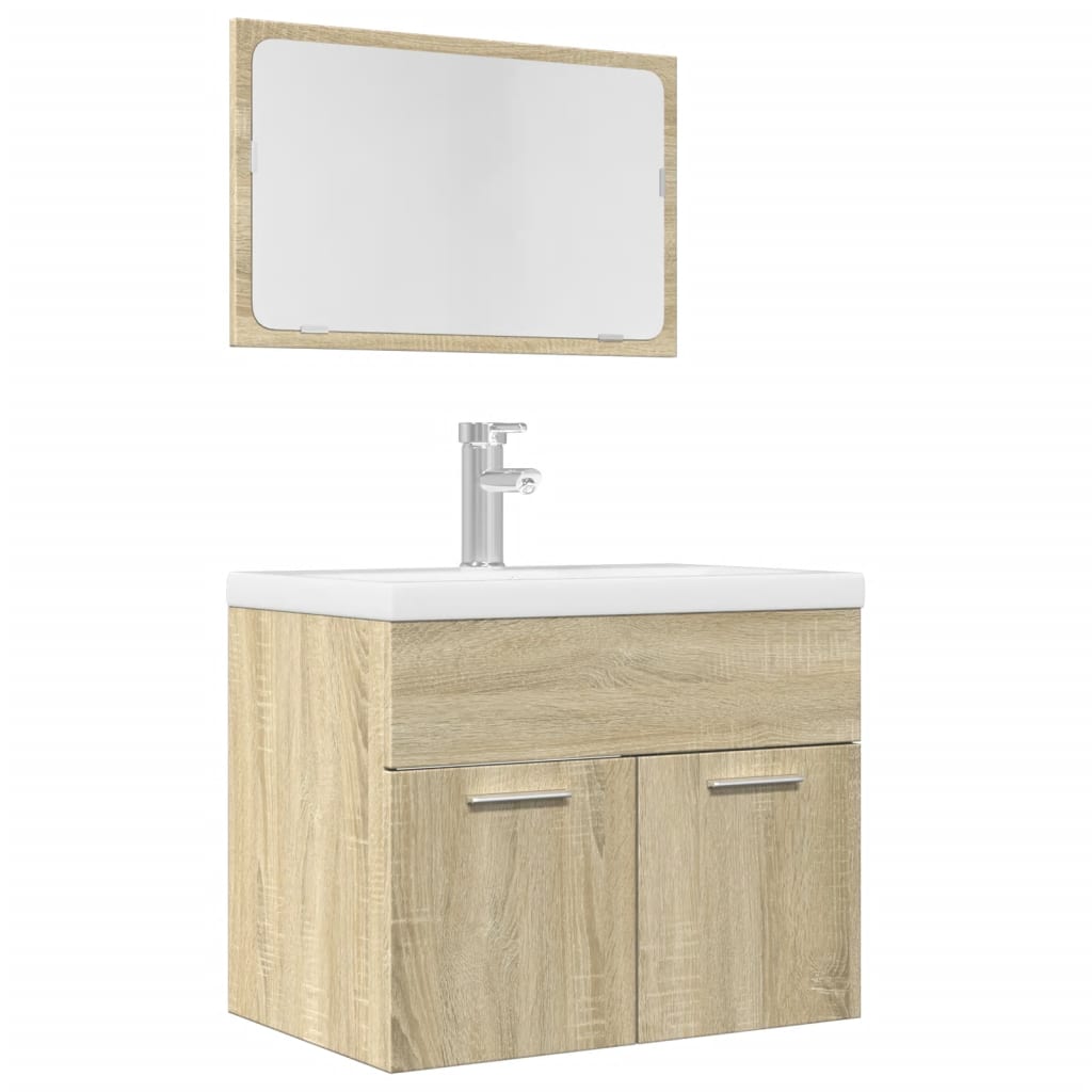 2 Piece Bathroom Furniture Set Sonoma Oak Engineered Wood