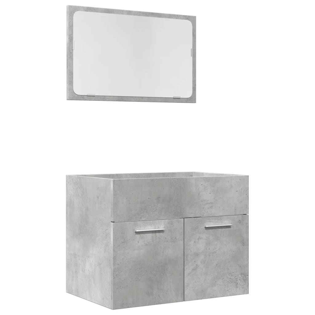 2 Piece Bathroom Furniture Set Concrete Grey Engineered Wood