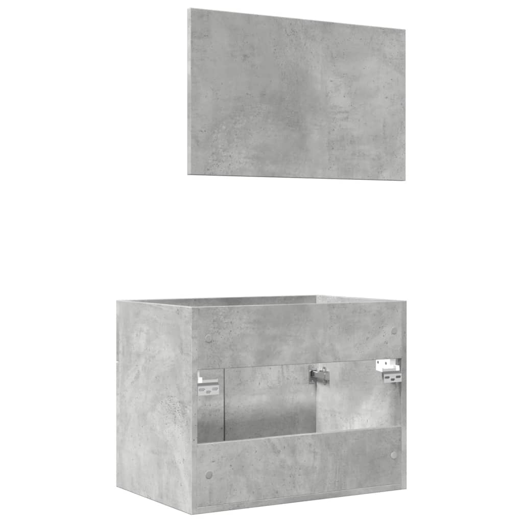 2 Piece Bathroom Furniture Set Concrete Grey Engineered Wood