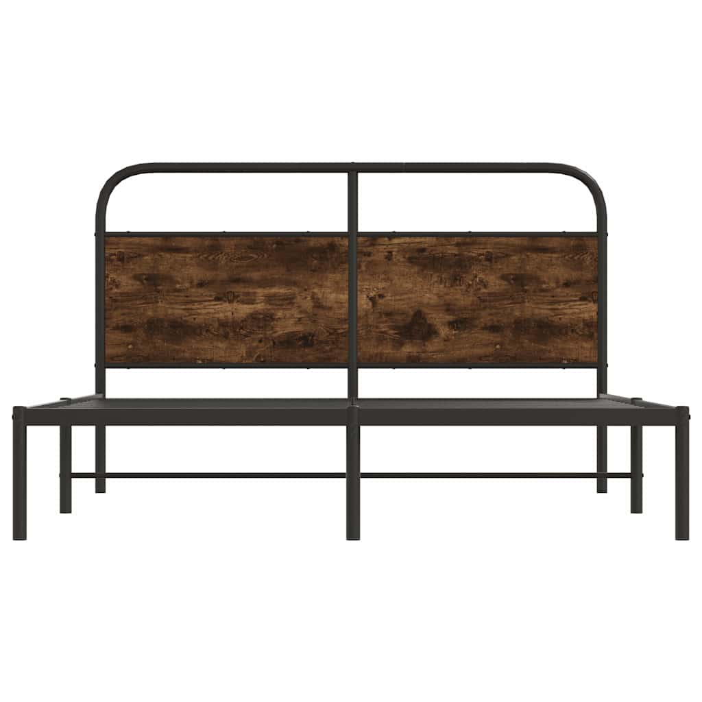 Bed Frame Without Mattress 150x200 cm King Size Smoked Oak Engineered Wood