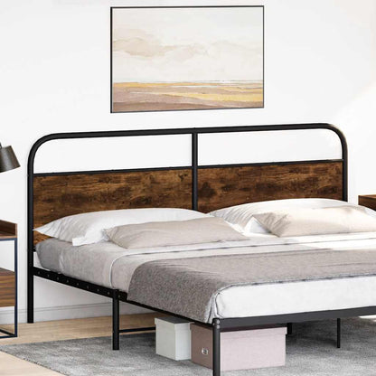 Headboard Smoked Oak 200 cm Steel and Engineered Wood