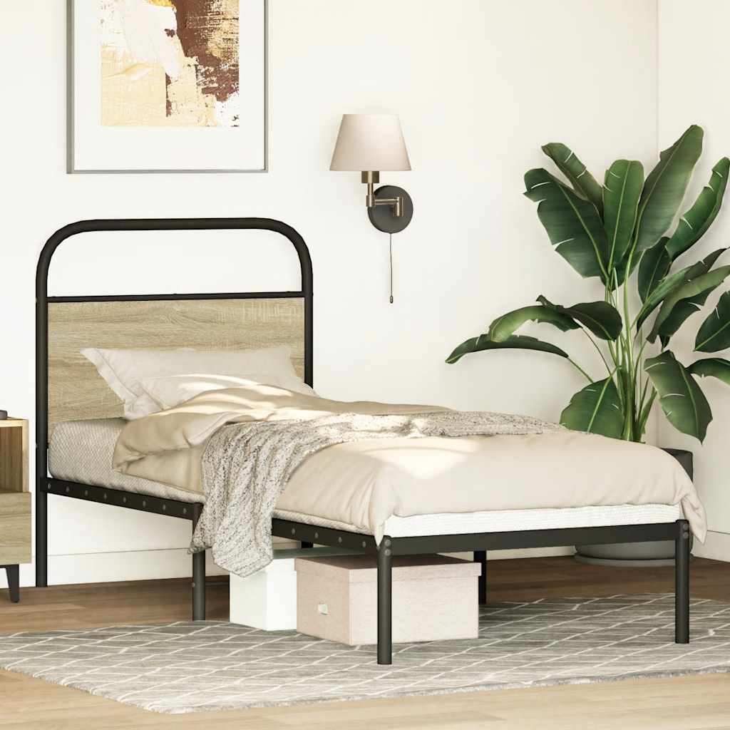 Bed Frame Without Mattress 75x190 cm Small Single Sonoma Oak Engineered Wood