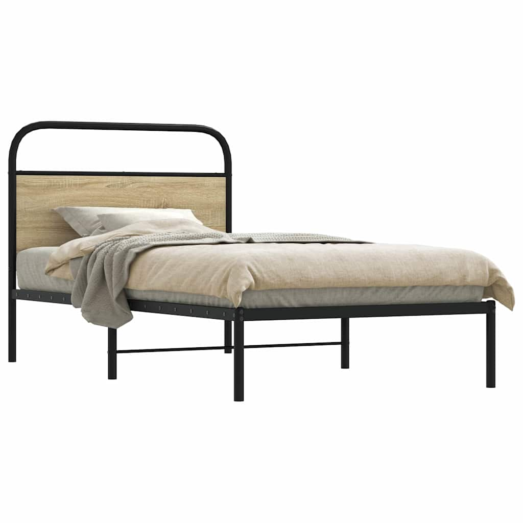 Bed Frame Without Mattress 107x203 cm Sonoma Oak Engineered Wood