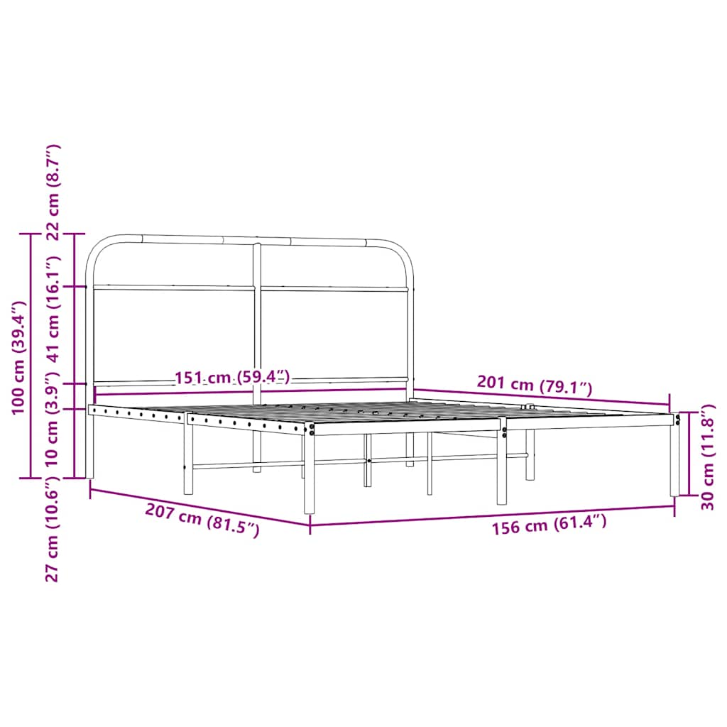 Bed Frame Without Mattress 150x200 cm King Size Sonoma Oak Engineered Wood