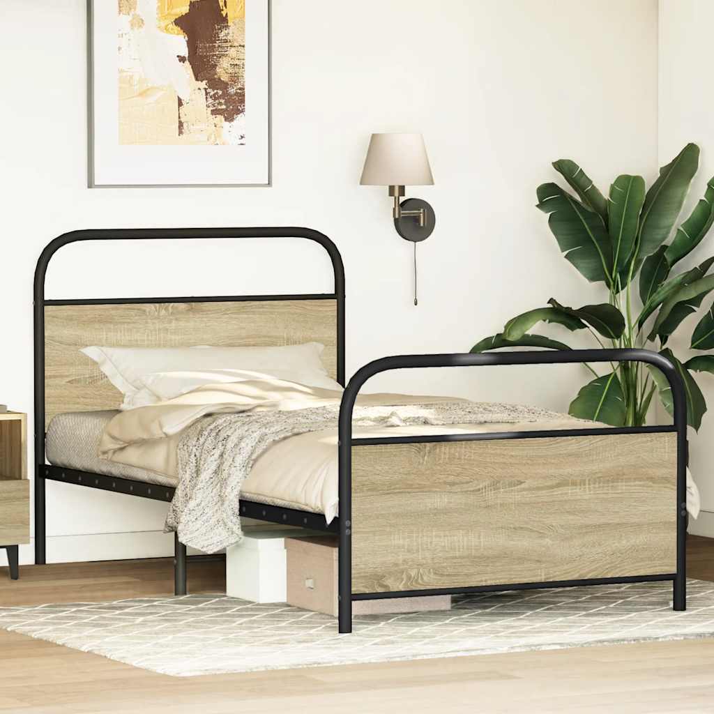 Bed Frame Without Mattress 90x190 cm Single Sonoma Oak Engineered Wood