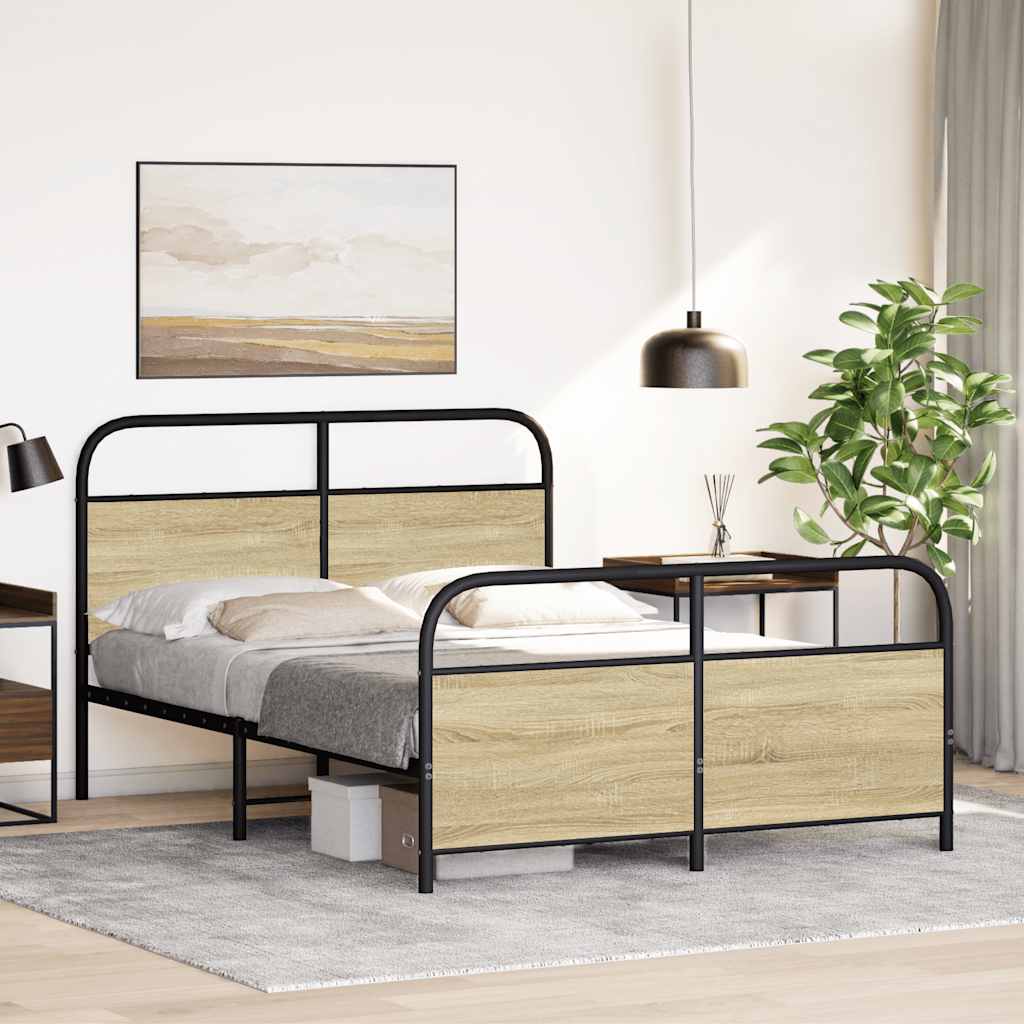 Bed Frame Without Mattress 120x190 cm Small Double Sonoma Oak Engineered Wood