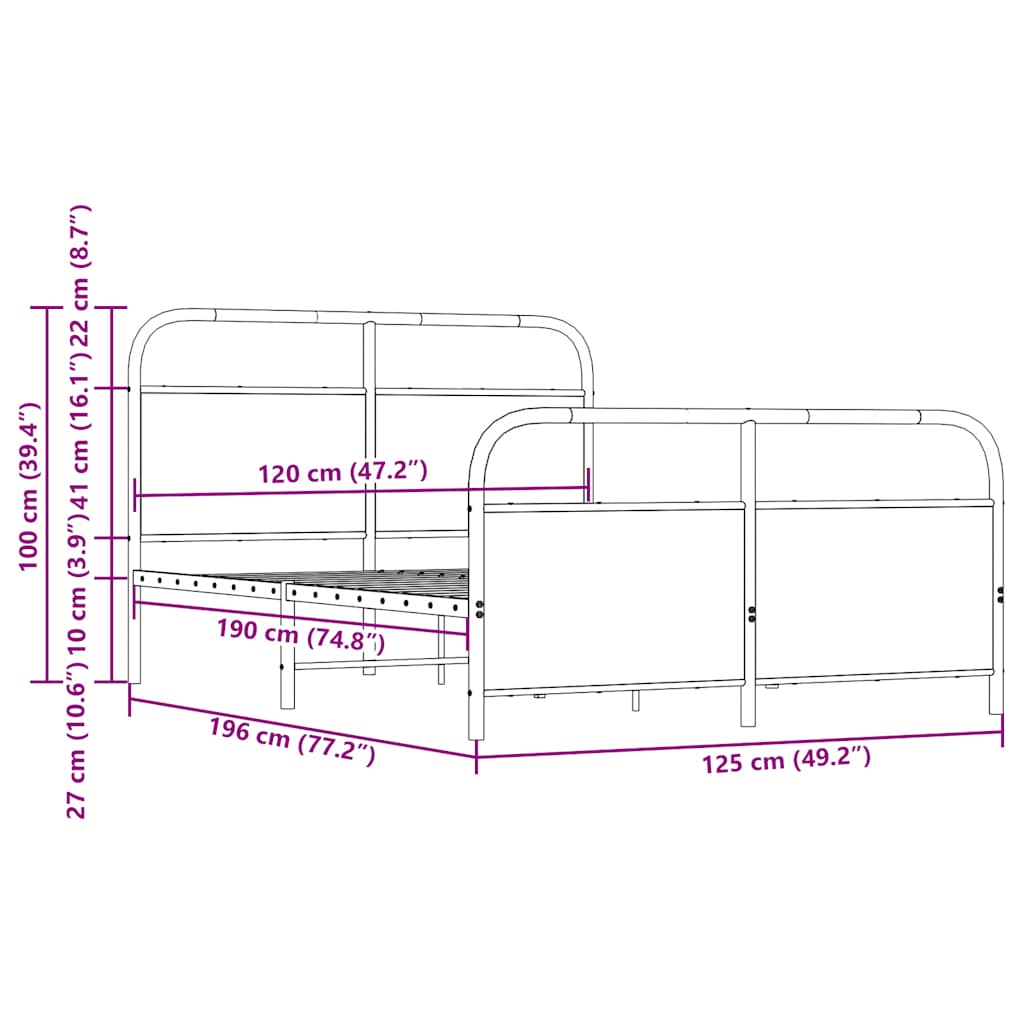 Bed Frame Without Mattress 120x190 cm Small Double Sonoma Oak Engineered Wood