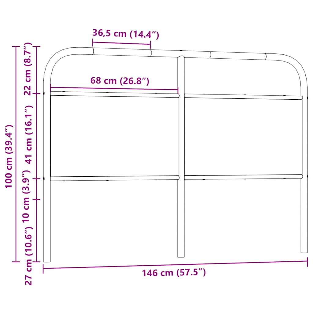 Headboard Sonoma Oak 140 cm Steel and Engineered Wood