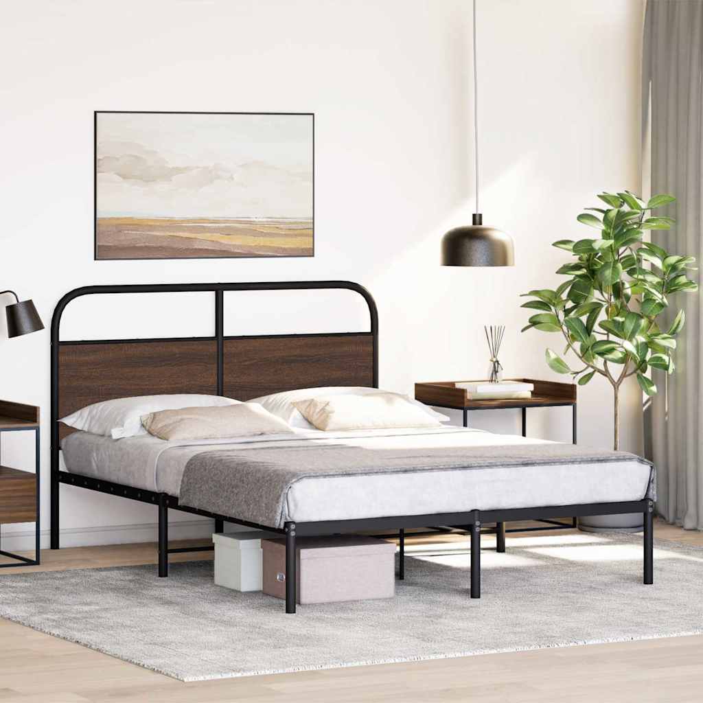 Bed Frame Without Mattress 120x190 cm Small Double Brown Oak Engineered Wood