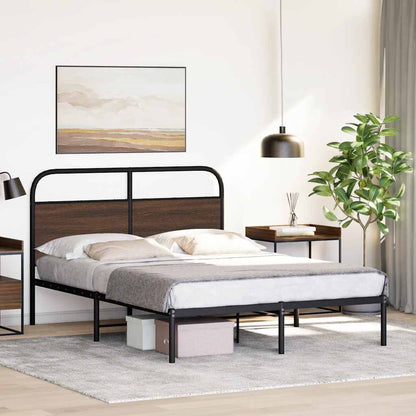 Bed Frame Without Mattress 135x190 cm Double Brown Oak Engineered Wood