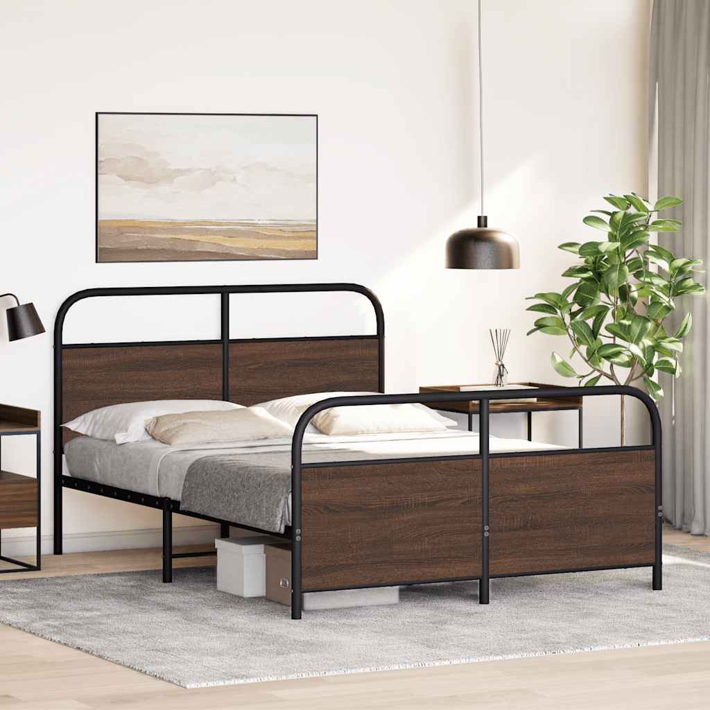 Bed Frame Without Mattress 120x190 cm Small Double Brown Oak Engineered Wood