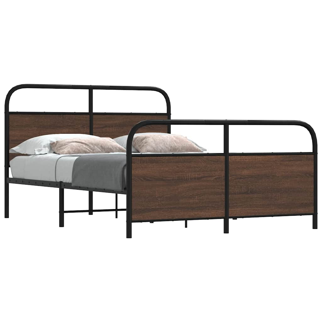 Bed Frame Without Mattress 120x190 cm Small Double Brown Oak Engineered Wood