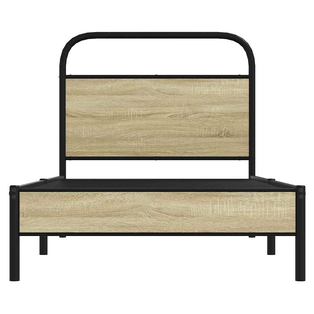 Bed Frame without Mattress 75x190 cm Small Single Sonoma Oak Engineered Wood