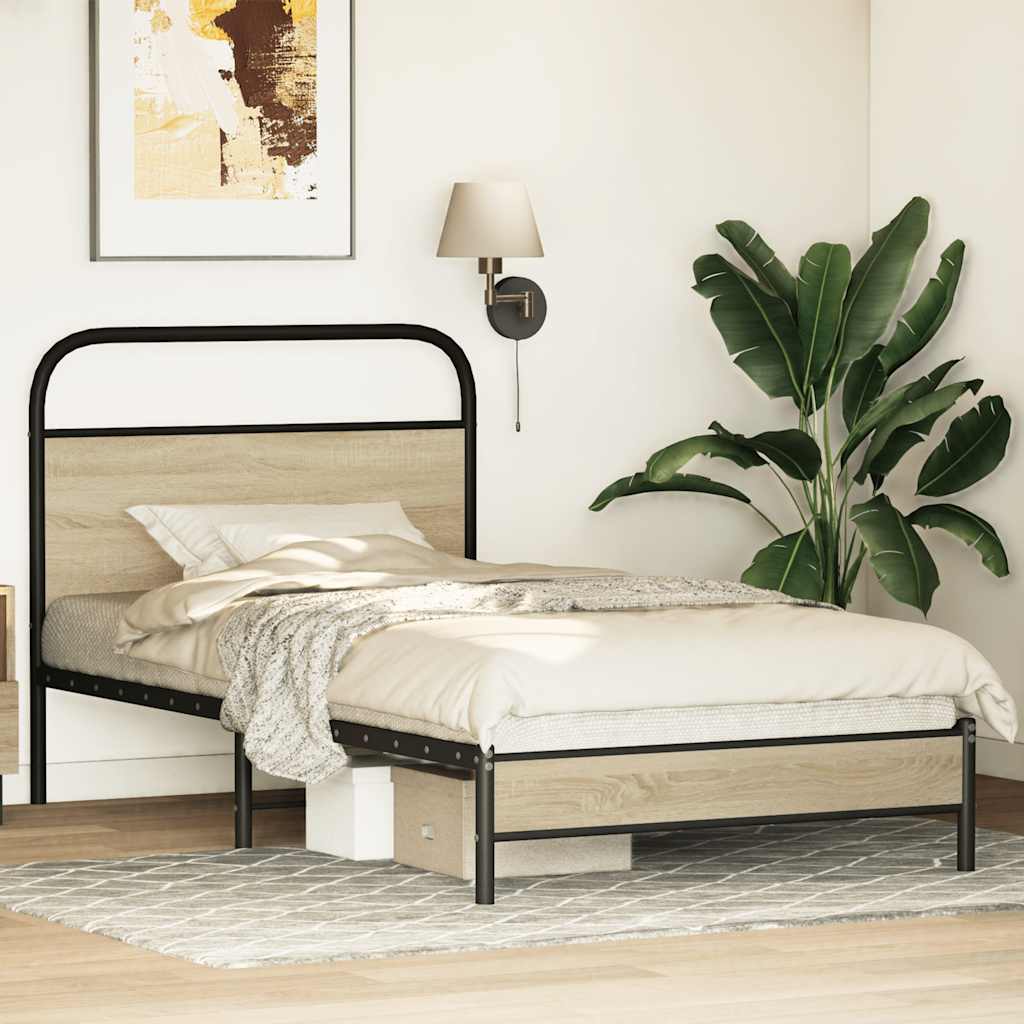 Bed Frame without Mattress 100x190 cm Sonoma Oak Engineered Wood