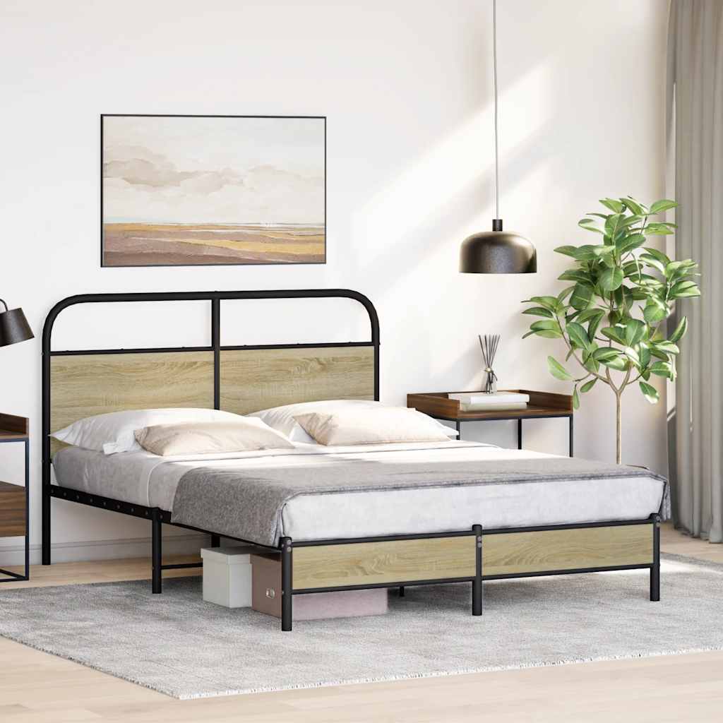 Bed Frame without Mattress 120x190 cm Small Double Sonoma Oak Engineered Wood