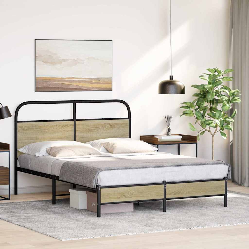 Bed Frame without Mattress 120x200 cm Sonoma Oak Engineered Wood