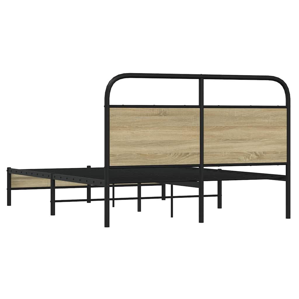 Bed Frame without Mattress 135x190 cm Double Sonoma Oak Engineered Wood