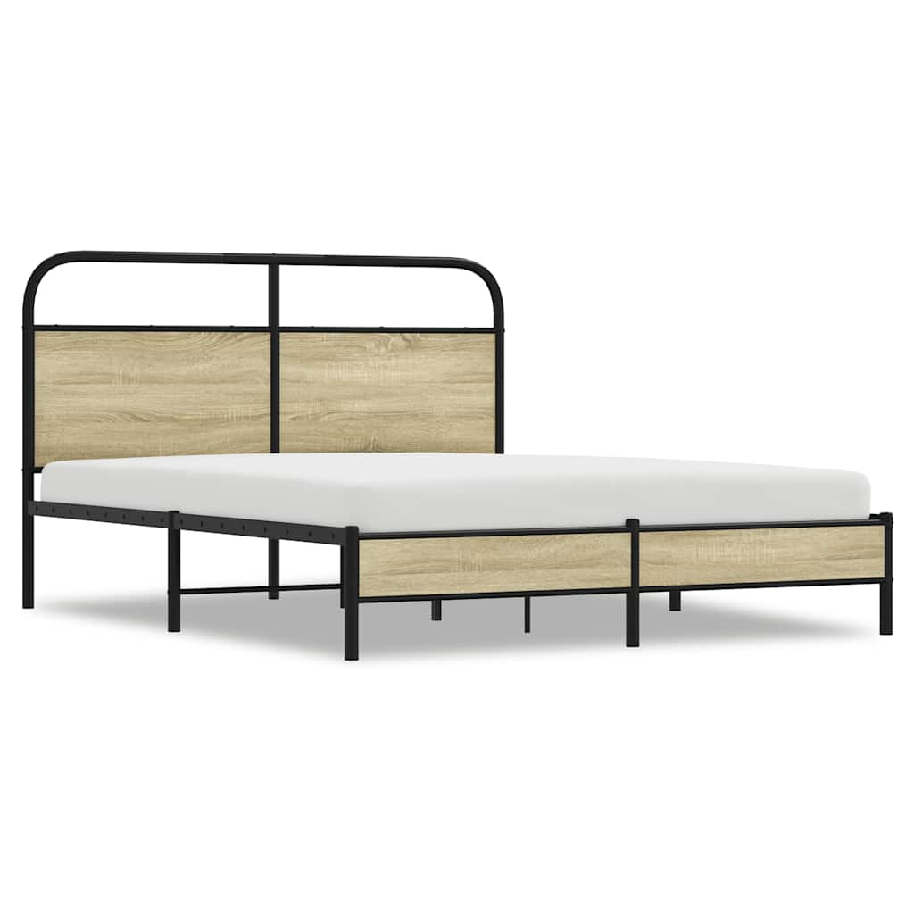 Bed Frame without Mattress 150x200 cm King Size Sonoma Oak Engineered Wood