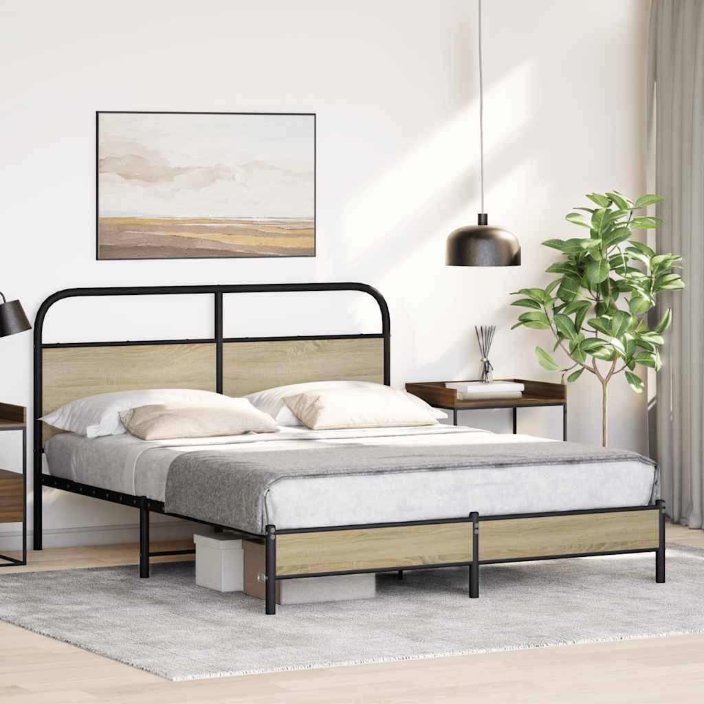 Bed Frame without Mattress 150x200 cm King Size Sonoma Oak Engineered Wood