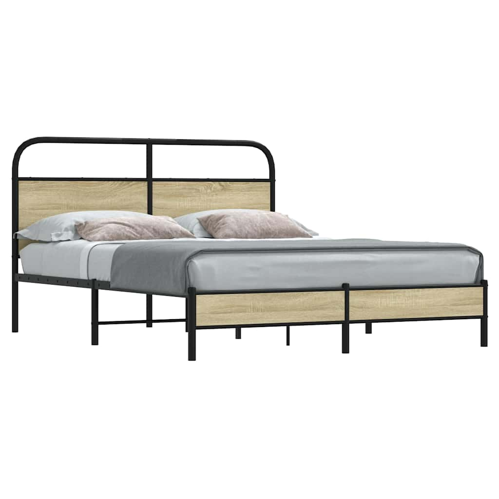 Bed Frame without Mattress 150x200 cm King Size Sonoma Oak Engineered Wood