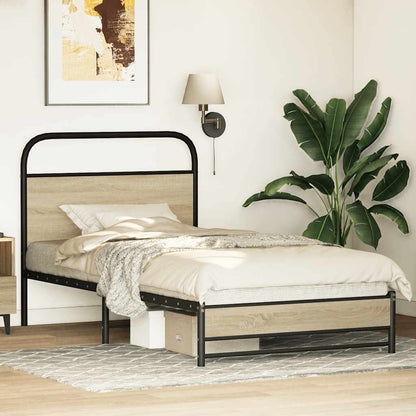 Bed Frame without Mattress 90x190 cm Single Sonoma Oak Engineered Wood