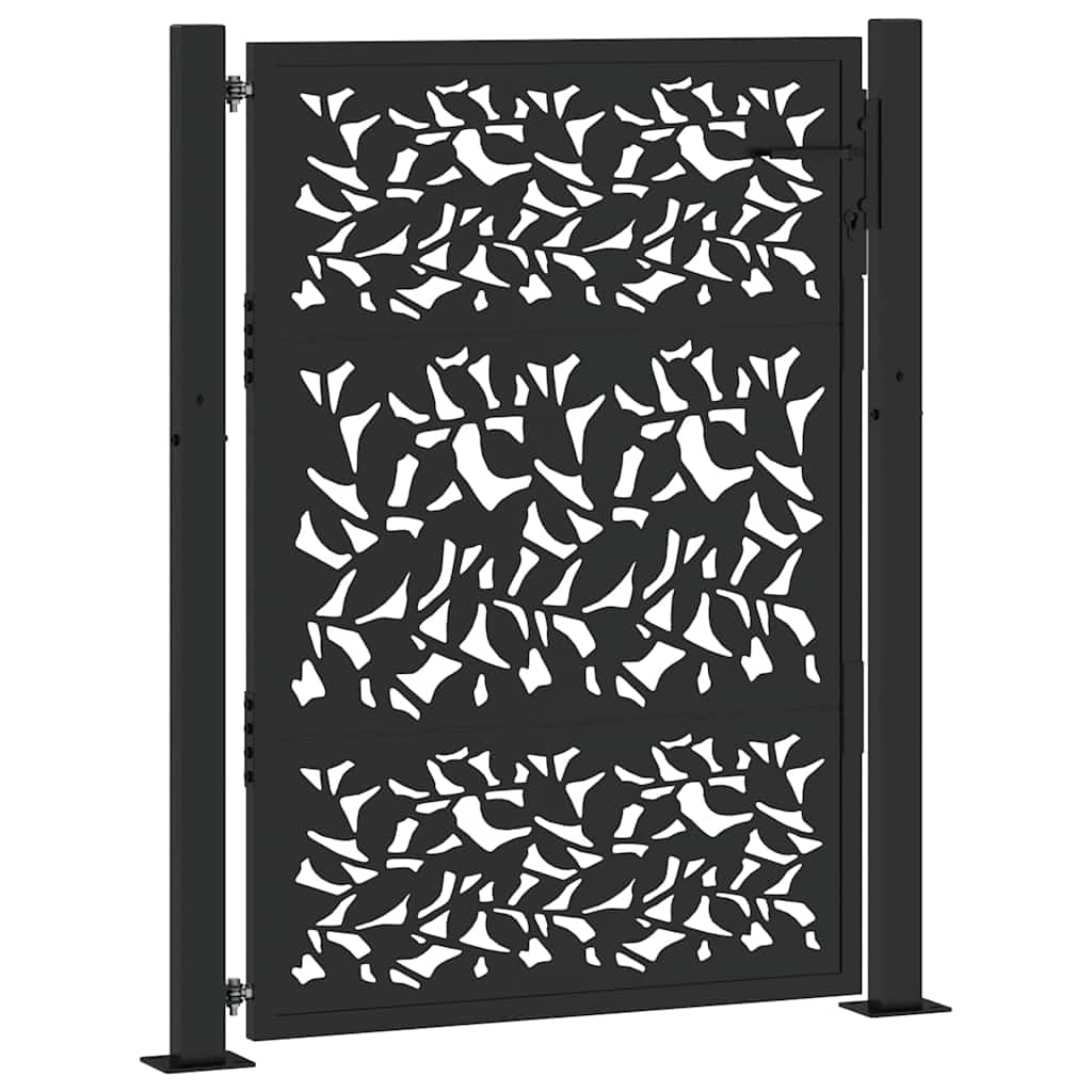 Garden Gate Black 105x130 cm Steel Leaf Design