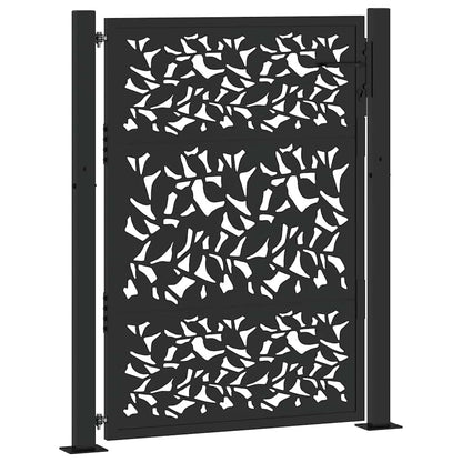 Garden Gate Black 105x130 cm Steel Leaf Design