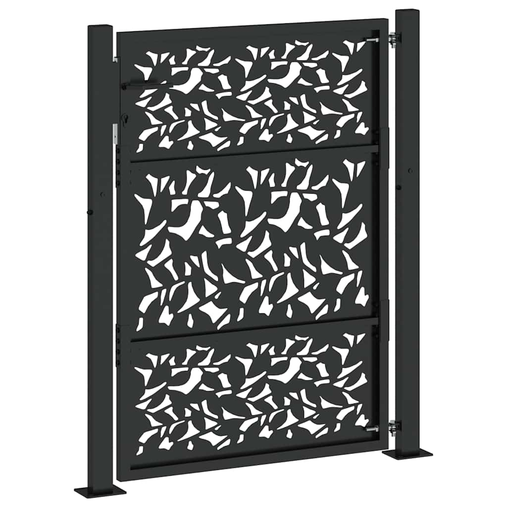 Garden Gate Black 105x130 cm Steel Leaf Design