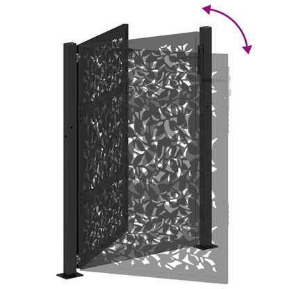 Garden Gate Black 105x130 cm Steel Leaf Design