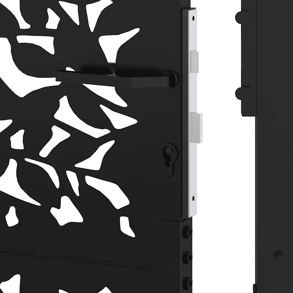 Garden Gate Black 105x130 cm Steel Leaf Design