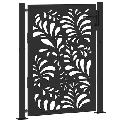 Garden Gate Black 105x130 cm Steel Wave Design