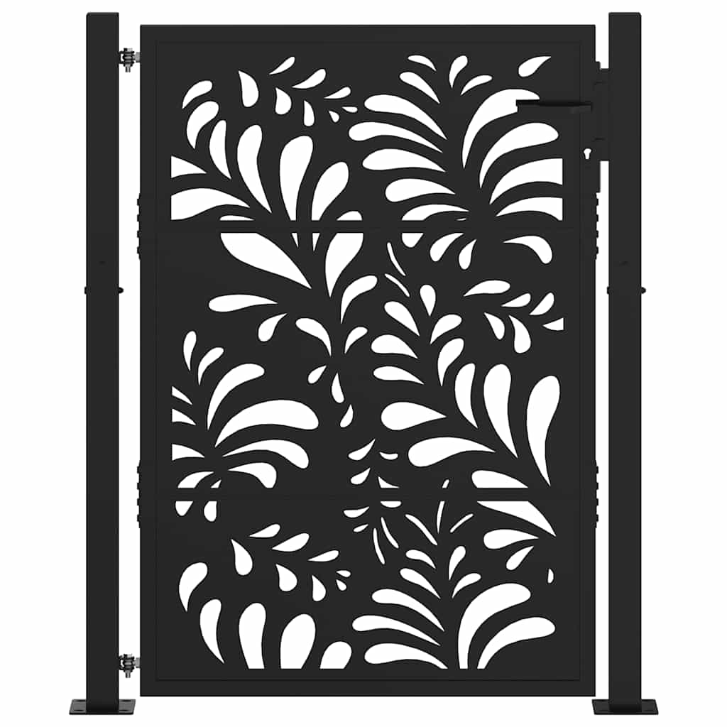 Garden Gate Black 105x130 cm Steel Wave Design