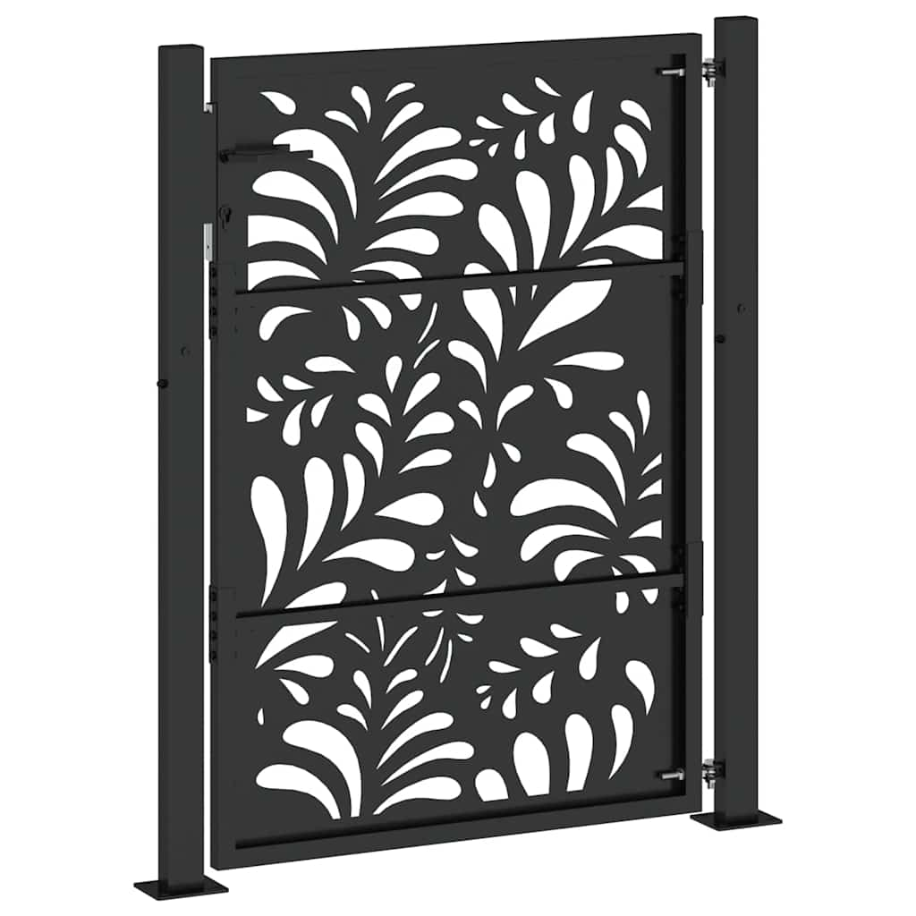 Garden Gate Black 105x130 cm Steel Wave Design