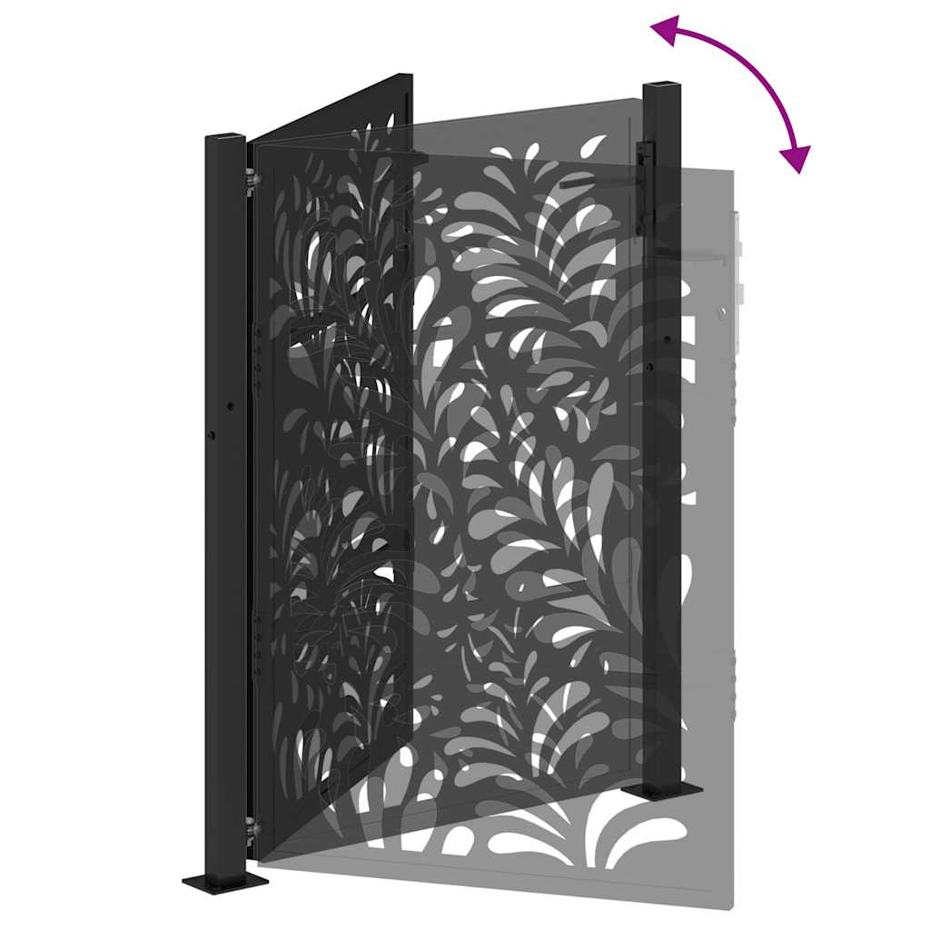 Garden Gate Black 105x130 cm Steel Wave Design