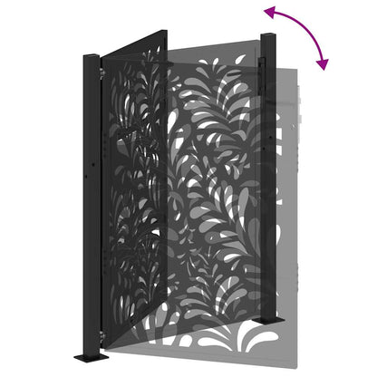 Garden Gate Black 105x130 cm Steel Wave Design