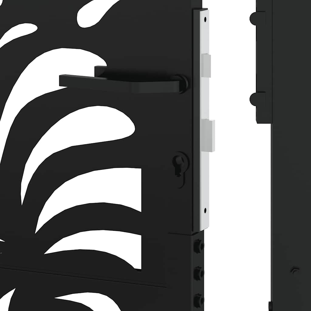 Garden Gate Black 105x130 cm Steel Wave Design