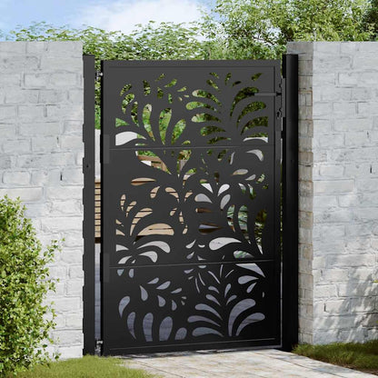 Garden Gate Black 105x130 cm Steel Wave Design