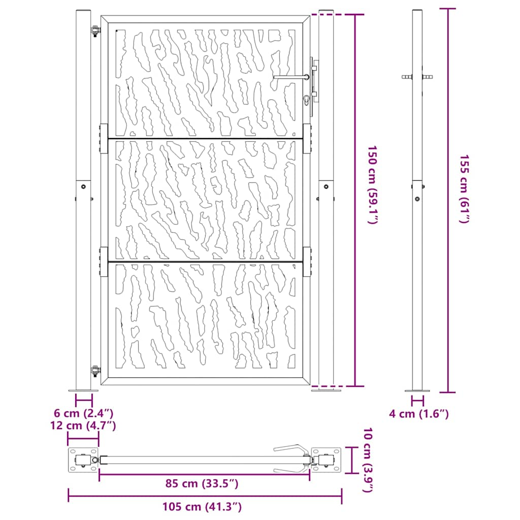 Garden Gate 105x155 cm Weathering Steel Trace Design