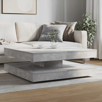 Coffee Table 360-Degree Rotatable Concrete Grey 90x90x34.5 cm