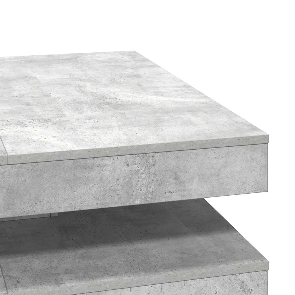 Coffee Table 360-Degree Rotatable Concrete Grey 90x90x34.5 cm