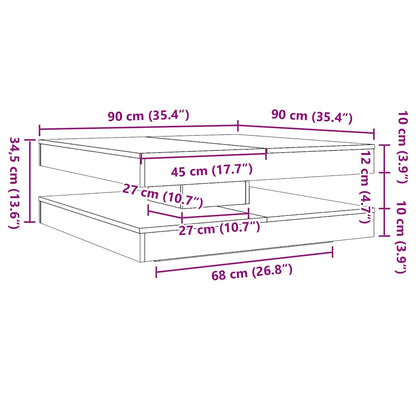 Coffee Table 360-Degree Rotatable Concrete Grey 90x90x34.5 cm