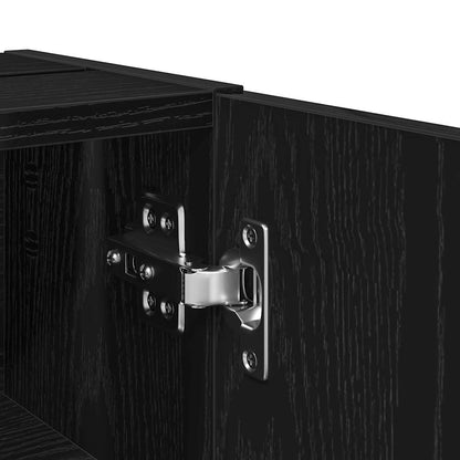 Bathroom Cabinet with Roll Holder Black 20.5x22x72 cm