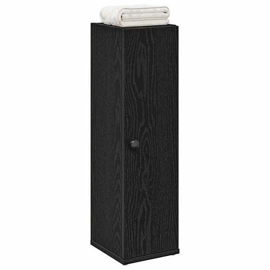 Bathroom Cabinet with Roll Holder Black 20.5x22x72 cm